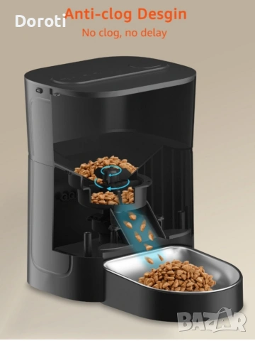 Автоматична хранилка за домашни любимци с WiFi, смарт диспенсър за храна 3 л – черен НОВ , снимка 4 - Други стоки за животни - 53931573