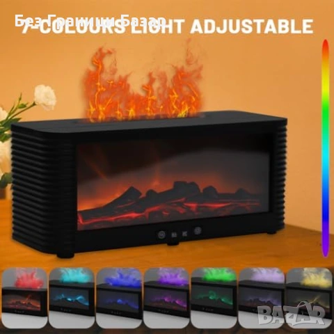 Нов Арома дифузер камина 250 мл с таймер и 7 цветни пламъка за стая хол дом, снимка 3 - Други - 54092251