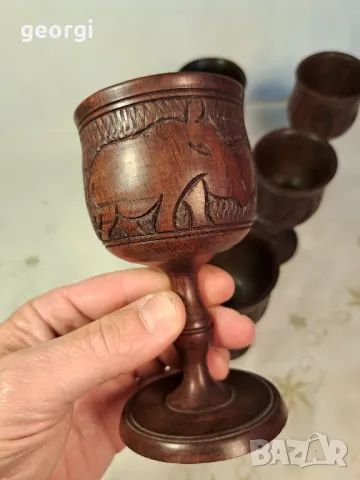 колекция абаносови африкански чаши  дърворезба 7/3, снимка 4 - Чаши - 49783827