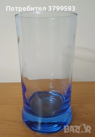 6 големи чаши синьо стъкло, снимка 4 - Чаши - 52645800