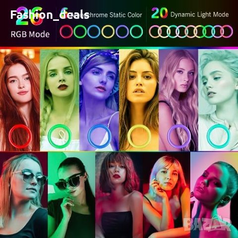 Нов професионална 18 инча LED Ринг Светлина Лампа + Стойка - Идеална за Стрийминг, снимка 5 - Чанти, стативи, аксесоари - 42836568