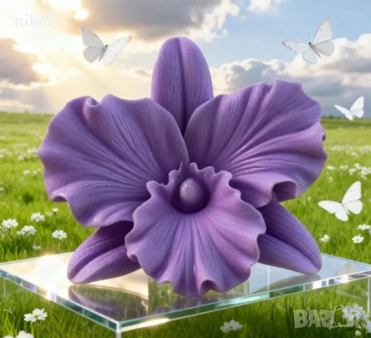 3D Орхидея цвете силиконов молд форма фондан гипс свещ смола украса шоколад, снимка 4 - Форми - 52765396