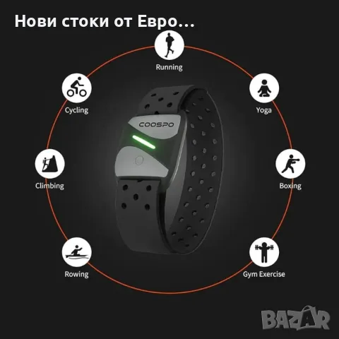 Гривна за монитор на сърдечния ритъм COOSPO HW807, Bluetooth 5.0 ANT+ HRM с LED индикатор, снимка 3 - Смарт гривни - 49543493