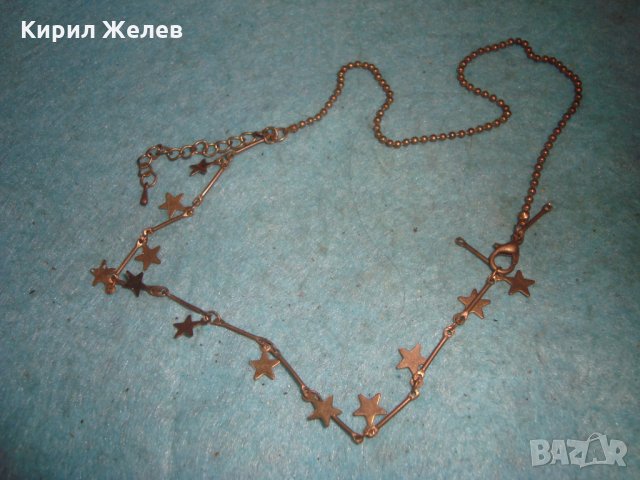 СТАРО ЗЛАТИСТО ГЕРДАНЧЕ със ЗВЕЗДИЧКИ КОЛИЕ 14764, снимка 4 - Антикварни и старинни предмети - 35273910