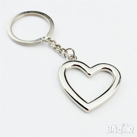 Ключодържател хромирано метално сърце, снимка 2 - Други - 35272412