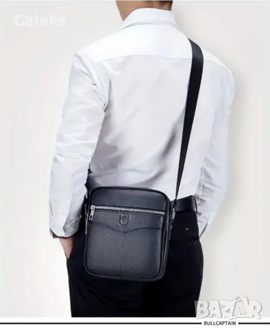 Класическа, Спортна и Елегантна мъжка чантичка /Черна естествена кожа!, снимка 4 - Чанти - 50352790