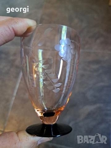 стъклена гравирана чаша за ракия цветно стъкло   26/1, снимка 3 - Чаши - 50501071