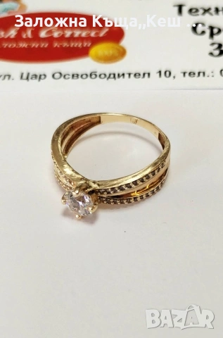 Златен дамски пръстен 14К.Тегло 3.15 гр.Размер 58.Цена 278 €., снимка 2 - Пръстени - 53912679