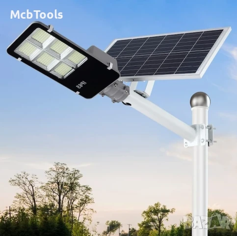 Улична соларна лампа с стойка 400W, Соларен панел 28W,30 000mAh, 6500K, снимка 3 - Соларни лампи - 50789543