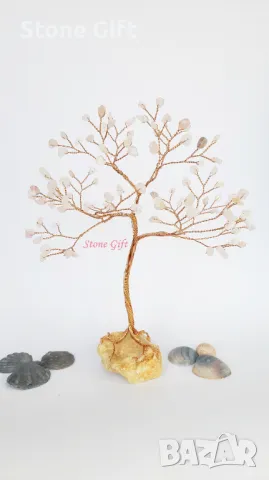 Дръвче Розов кварц, Подарък Сватба, Подарък камък на сърцето, Дърво на любовта, Подарък за кума, снимка 3 - Декорация за дома - 32993344