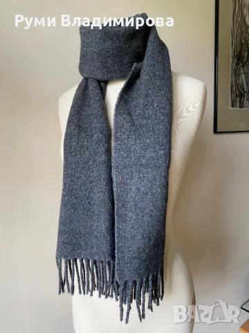 Мъжки, сив шал от 100 % агнешка вълна, снимка 7 - Шалове - 48627055
