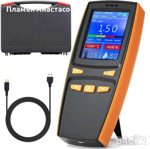Многофункционален преносим монитор за качество на въздуха с измерване на температура и влажност