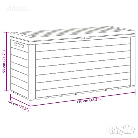 vidaXL Градински сандък за съхранение, кафяв, 116x44x55 см, снимка 8 - Ракли - 56147648