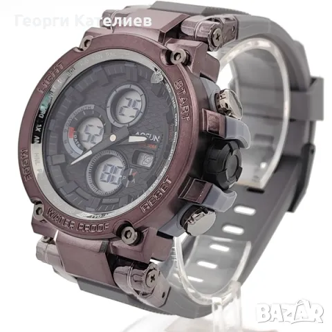 Мъжки електронен часовник с голям циферблат и черна силиконова кашка Код на продукта:B-01-07, снимка 3 - Мъжки - 48125903