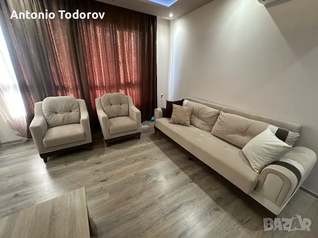 Елегантна холова гарнитура – разтегателен диван + 2 фотьойла | Бежова