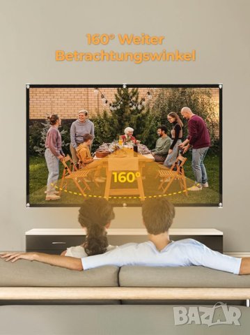 Екран за проектор, 100-инчов 16:9 HD прожекционен екран, преносим и сгъваем прожекционен екран, снимка 4 - Плейъри, домашно кино, прожектори - 42855673