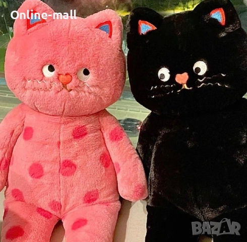 Голяма плюшена Котка- Розоча/Черна, 80см Голямо плюшено Коте, снимка 5 - Плюшени играчки - 51461516