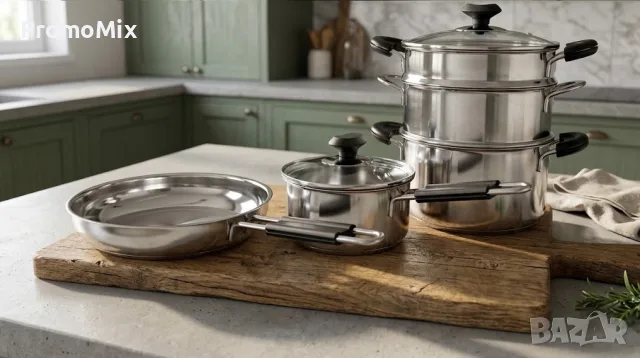 Комплект съдове за готвене Berghoff Teka Kuppersbusch Cookware set 7 части тиган касерола тенджера , снимка 3 - Съдове за готвене - 55727080