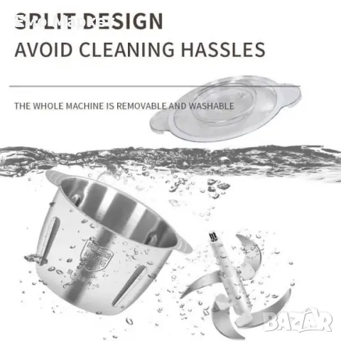 Висококачествен електрически чопър за смилане на месо,ядки и зеленчуци с обем 3 литра, снимка 3 - Чопъри и пасатори - 49277047