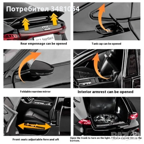Метална кола 1:18 Audi RS7 с дистанционно за светлини и звукови ефекти, снимка 8 - Коли, камиони, мотори, писти - 53909639