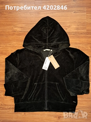 Намалена цена 25 лв. Tailor Denim Women's Velour Hoodie Sweat Jacket , снимка 4 - Суичъри - 52526426