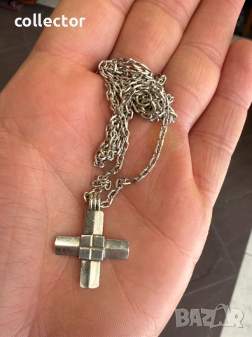 Сребърен комплект - синджир с кръст. №8072