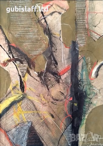 Картина, композиция, 1997 г., худ. Пламен Монев(1957-2015)   - 1, снимка 2 - Картини - 44452294