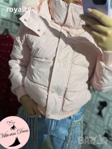 Късо дамско зимно розово яке , снимка 4 - Якета - 49201258