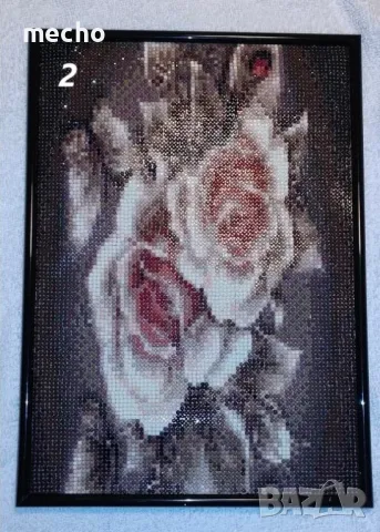 НОВ НАЛЧИЕН Диамантен гоблен "Цветя" Готов и с рамка