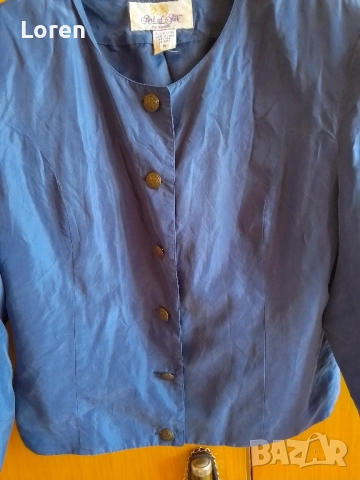 *Art of Silk*Дамски синьо тънко сако с подплънки , снимка 6 - Сака - 51492090