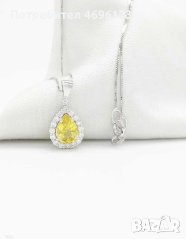 Диамантенo Колие /Сапфир 1,10 карата /Бяло Злато 14 кт, снимка 2 - Колиета, медальони, синджири - 54004812