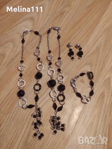 Дамски комплект черен ахат 