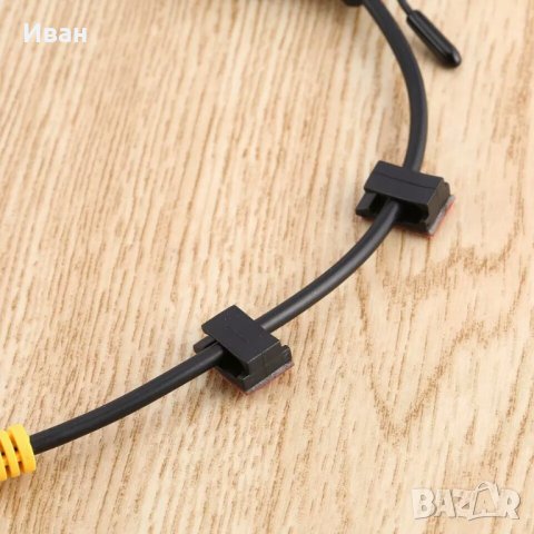 Черни пластмасови самозалепващи държач държачи за кабел на смартфон телефон таблет и други, снимка 6 - USB кабели - 31563908