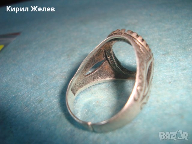 СТАР СРЕБЪРЕН МАРКОВ ПРЪСТЕН ОКСИДИРАНО СРЕБРО 925 с МЯСТО за ВГРАЖДАНЕ на СКЪПОЦЕНЕН КАМЪК 25288, снимка 12 - Пръстени - 34895848