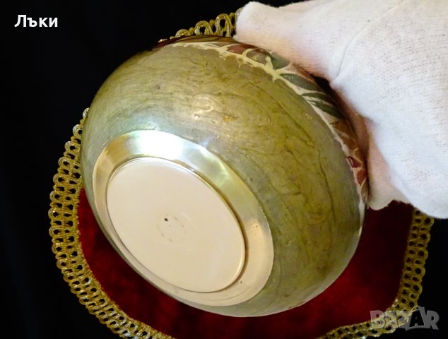 Бронзова кутия за бижута,захарница,клетъчен емайл., снимка 5 - Антикварни и старинни предмети - 36773943