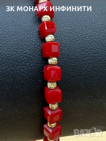 Гривна конец със златни топчета, снимка 3 - Гривни - 54197291