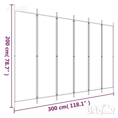 vidaXL Параван за стая, 6 панела, кафяв, 300x200 см, плат (SKU:350191), снимка 4 - Паравани - 48361352