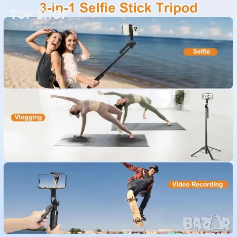 Селфи стик 1,8 м - статив, статив за мобилен телефон със свалящо се дистанционно за iPhone, Android, снимка 5 - Селфи стикове, аксесоари - 49419843