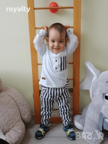 Елегантен комплект състоя се от риза с дълъг ръкав и панталон на ивици, снимка 2 - Детски комплекти - 52146100