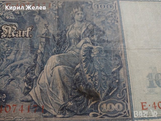 Райх банкнота - Германия - 100 марки / 1910 година рядка Имперска банкнота с червен печат- 17948, снимка 9 - Нумизматика и бонистика - 31019834