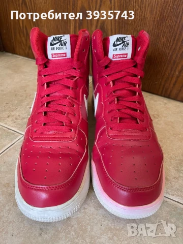 Nike Supreme x Air Force 1 High SP Red, снимка 6 - Маратонки - 50903662