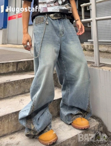 Нови baggy дънки Casual Loose Fit Jeans панталони камуфлаж размер 34, снимка 7 - Дънки - 52459340