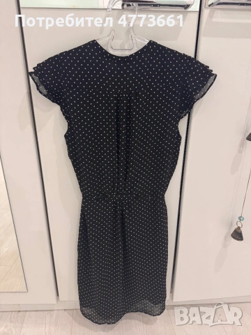Черна рокля на бели точки, снимка 3 - Рокли - 53932584
