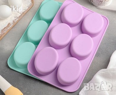 6 Елипси Елипс овал овали дълбок силиконов молд форма калъп фондан шоколад гипс сапун и др украса, снимка 2 - Форми - 35222956
