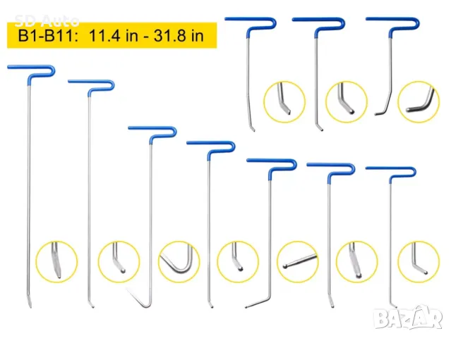 VEVOR PDR Комплект Лостове за ремонт на вдлъбнатини без кит и боя - 20 части, снимка 8 - Аксесоари и консумативи - 49553053