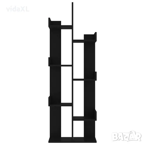 vidaXL Библиотека, черна, 48x25,5x140 см, инженерно дърво, снимка 4 - Ракли - 56147877