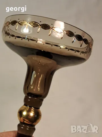стъклен свещник с позлата 25/1, снимка 4 - Декорация за дома - 49886032