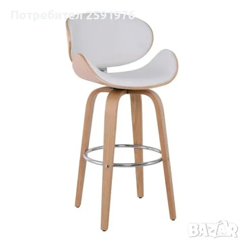 Атрактивен дървен бар стол GOMEZ, Бял, Ε510.1 ПРОМО!, снимка 1