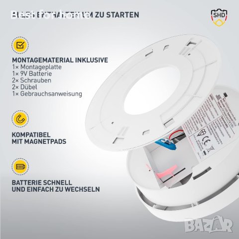 Детекторът за дим DOF19 от SHD на oneConcept, снимка 5 - Друга електроника - 42740319