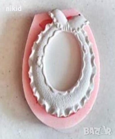 заоблена рамка с къдрички тип лигавник силиконов молд форма фондан шоколад гипс декор, снимка 2 - Форми - 38509240